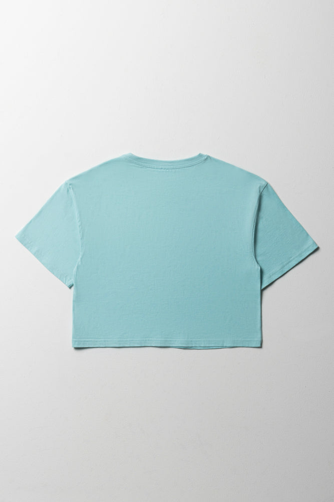Harvard Boxy Short Sleeve T-Shirt Aqua (2)