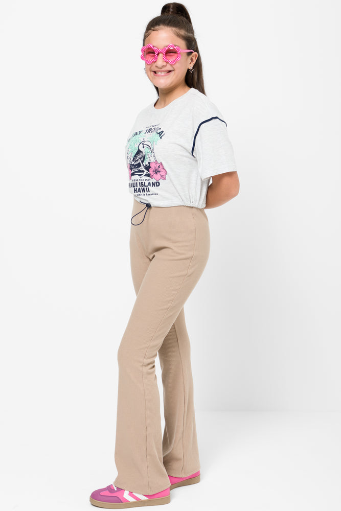 Tucaan Cropped Short Sleeve T-Shirt Light Grey