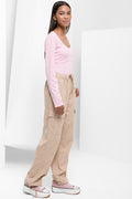Long Sleeve Corset Top Pink (1)