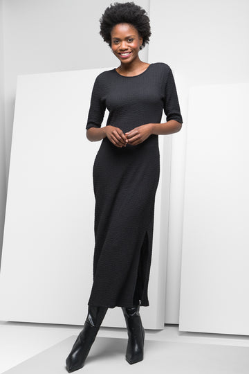 Short Sleeve Column Dress Black