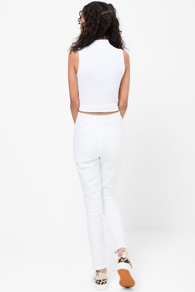 Seamless High Neck Sleeveless Top White (2)