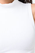 Seamless High Neck Sleeveless Top White (3)