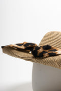 Leopard Ribbon Floppy Hat Natural (2)