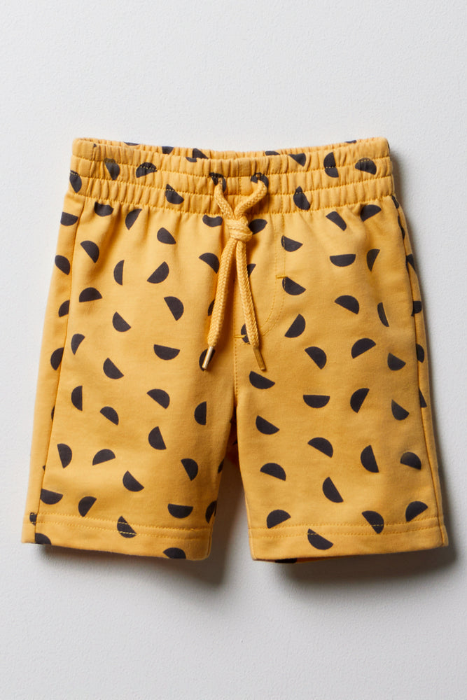 Half Circle Knit Shorts Yellow
