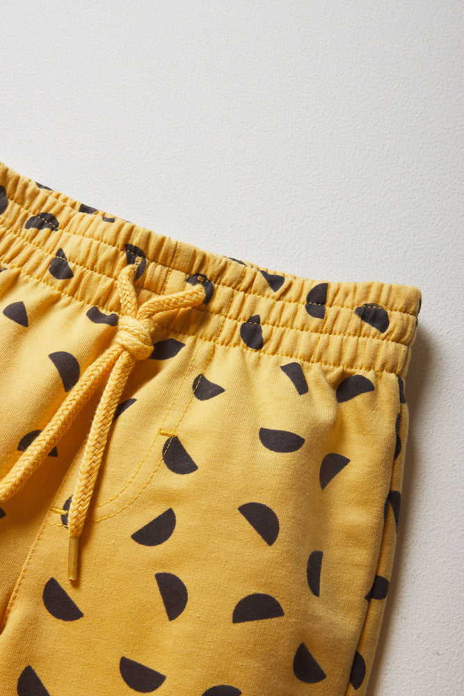 Half Circle Knit Shorts Yellow