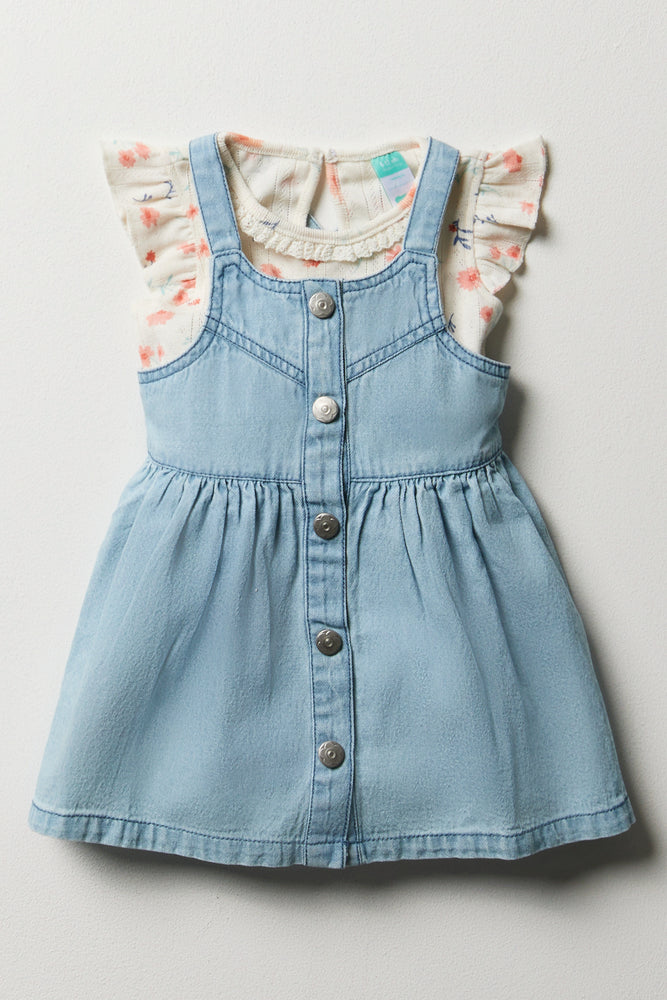 A-Line Denim Pinni Set Light Blue