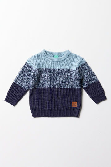 Colour Block Crew Neck Jersey Blue