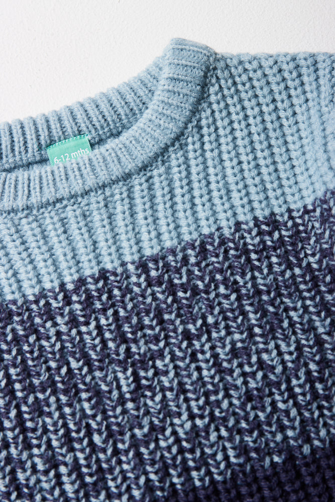 Colour Block Crew Neck Jersey Blue (1)