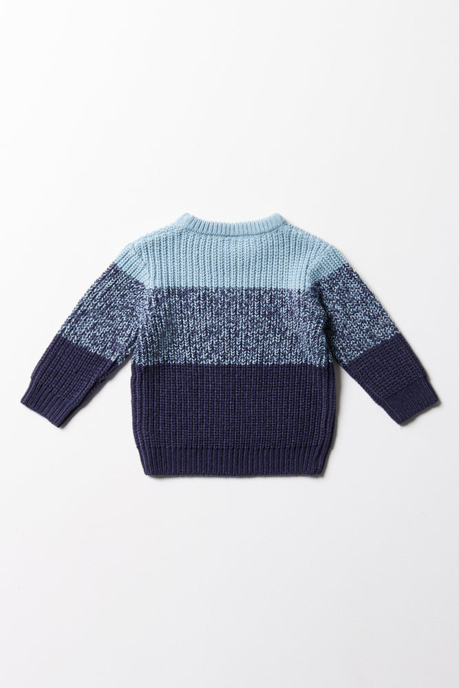 Colour Block Crew Neck Jersey Blue (3)