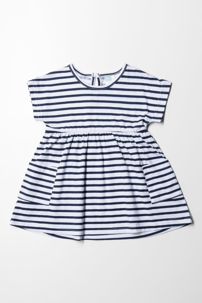 Stripe Dress With Pockets White And Navy
