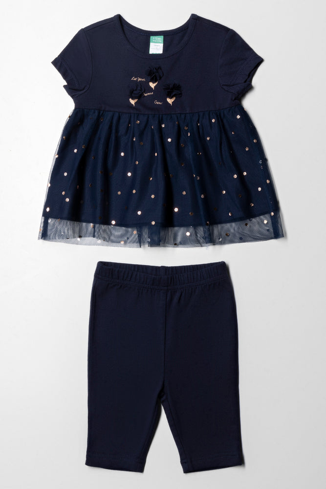 Mesh Leggings & Top Set Navy