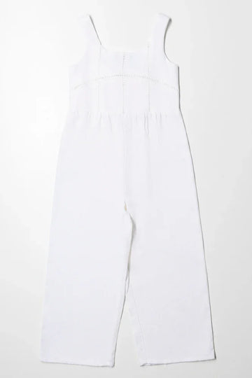 Lace Trim Jumpsuit White