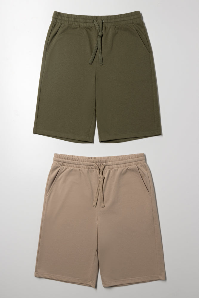 2 Pack Knit Shorts Natural