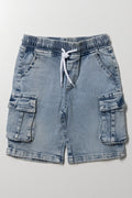 Cargo Denim Shorts Light Blue