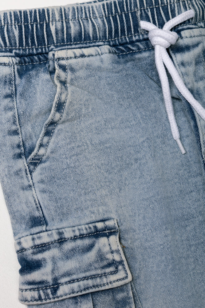 Cargo Denim Shorts Light Blue