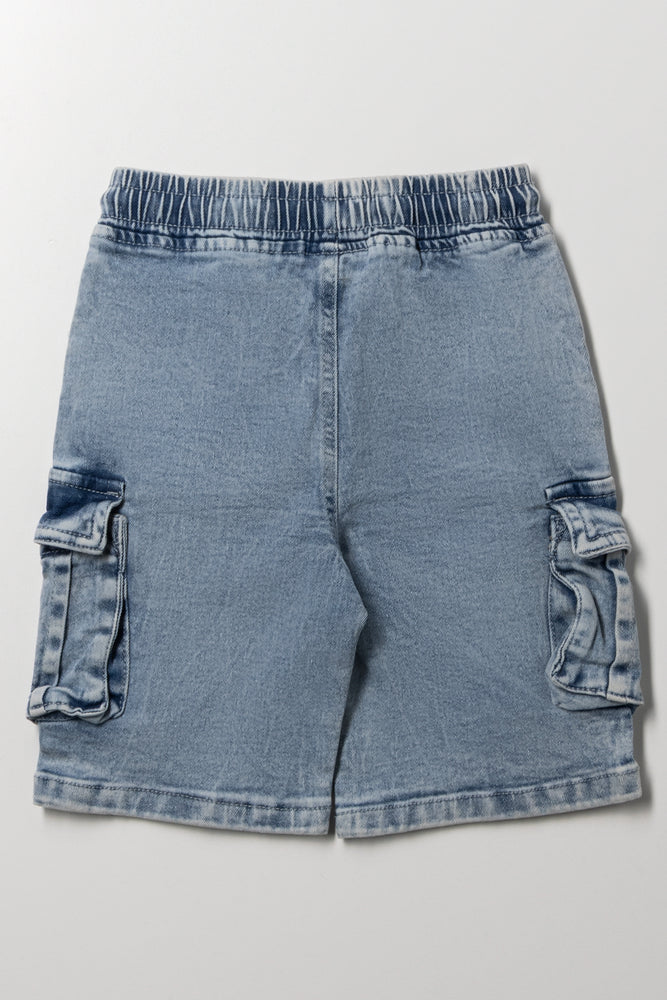 Cargo Denim Shorts Light Blue (2)