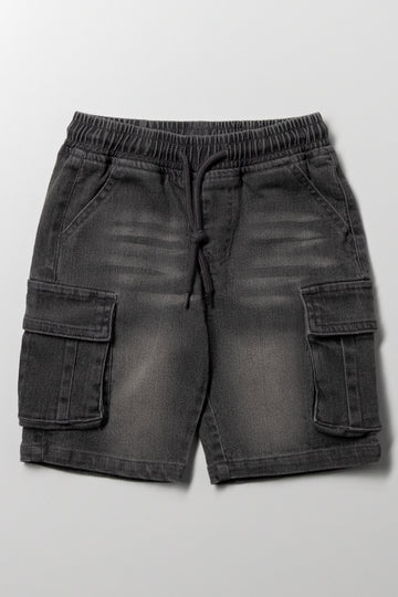 Cargo Denim Shorts Dark Grey