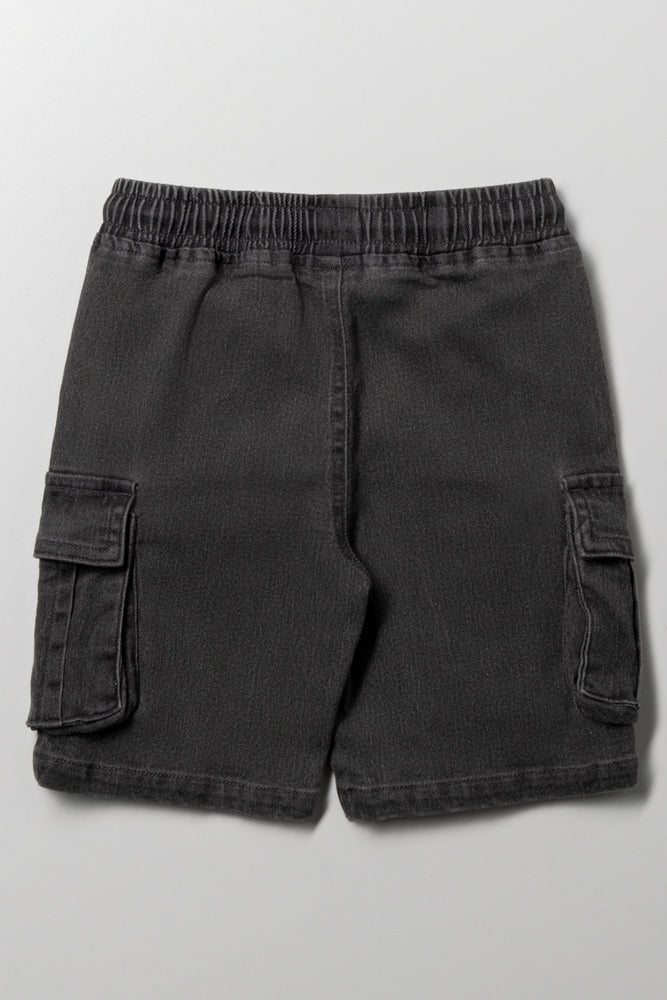 Cargo Denim Shorts Dark Grey (2)