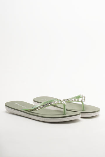 Diamante Flip Flop Green
