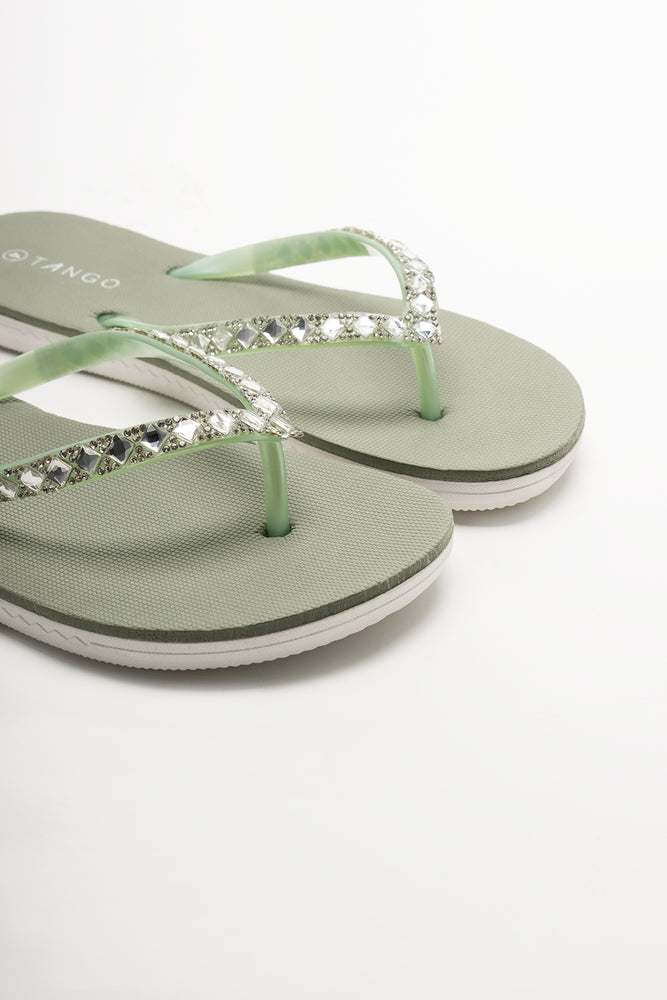 Diamante Flip Flop Green (2)