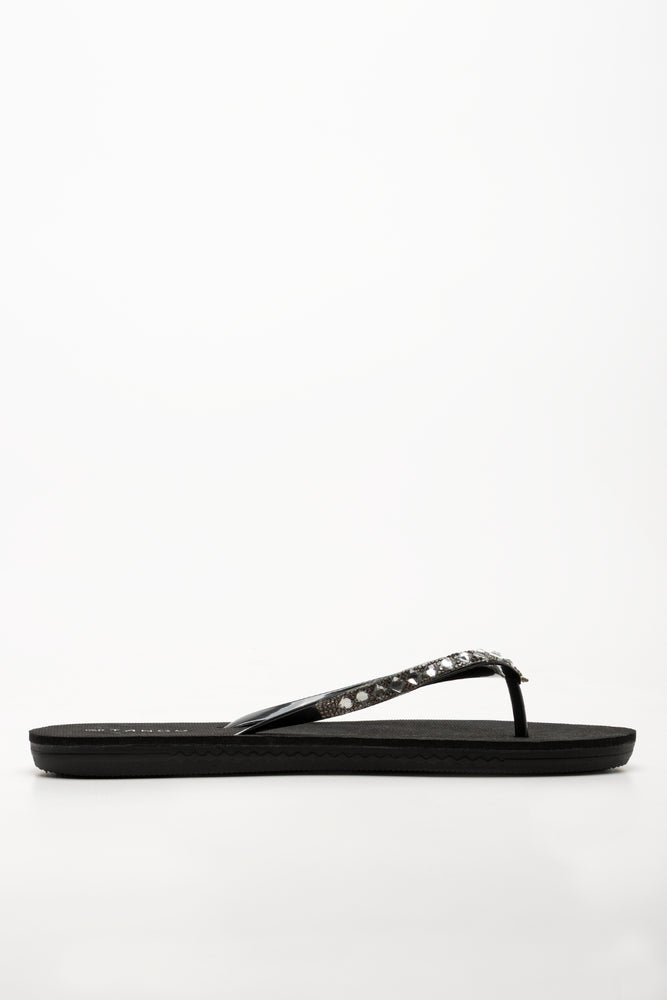 Diamante Flip Flops Black