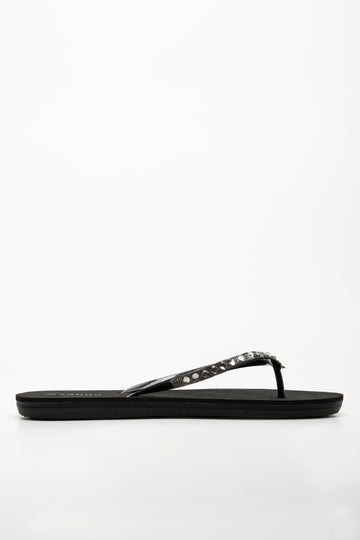 Diamante Flip Flops Black