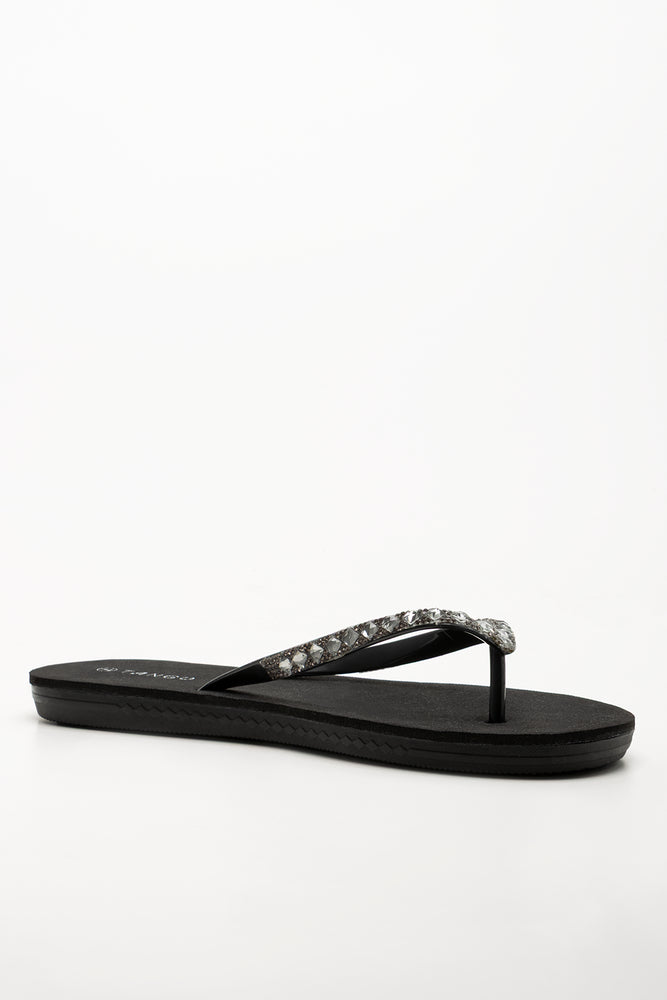 Diamante Flip Flops Black (1)