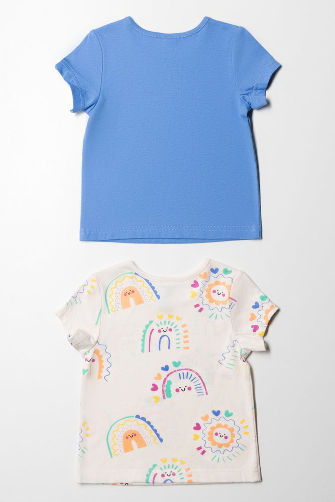 2 Pack Short Sleeve T-Shirts Blue & Cream (3)