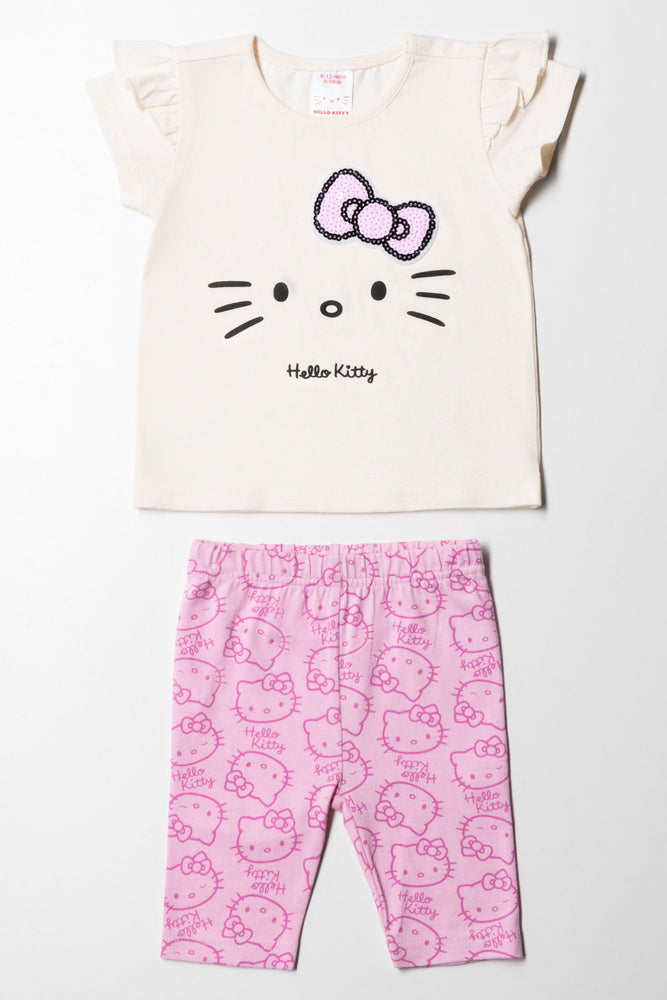 Hello Kitty T-Shirt & Leggings Set Pink & Cream