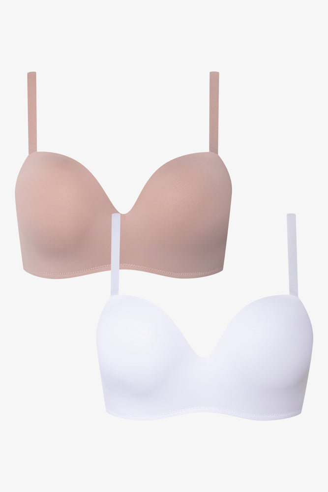 2 Pack Bonded Wings Multiway Bras White And Natural