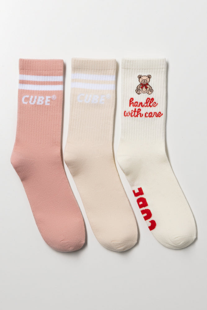 3 Pack Socks Natural