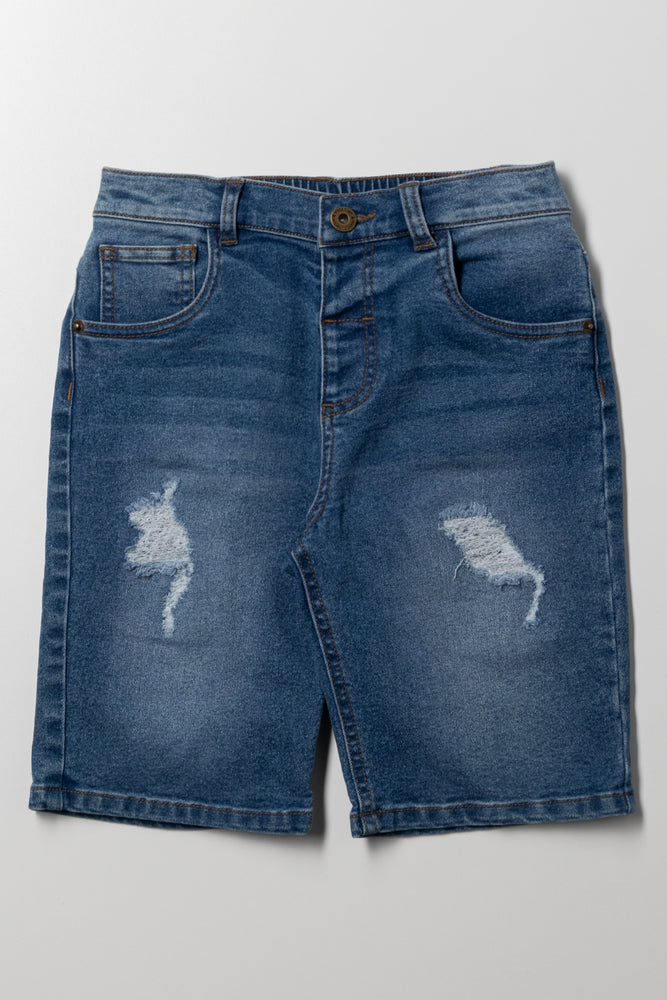 Ripped Denim Shorts Blue