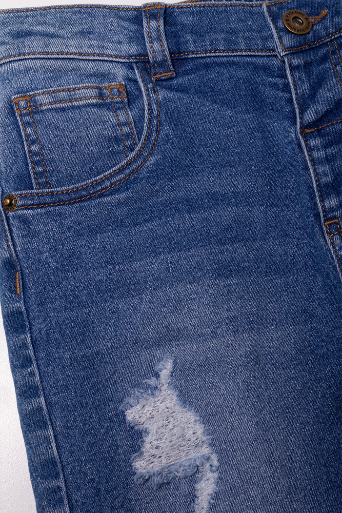 Ripped Denim Shorts Blue (1)