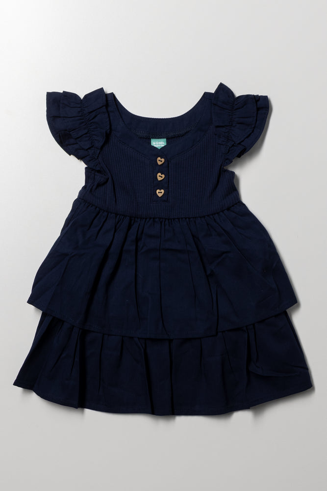 Rib Combo Dress Navy