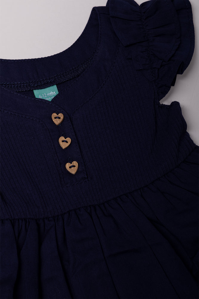 Rib Combo Dress Navy