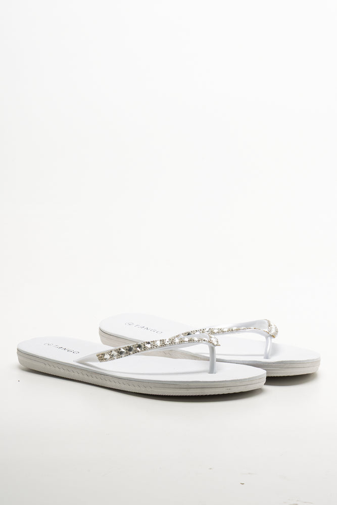 Diamante Flip Flop White