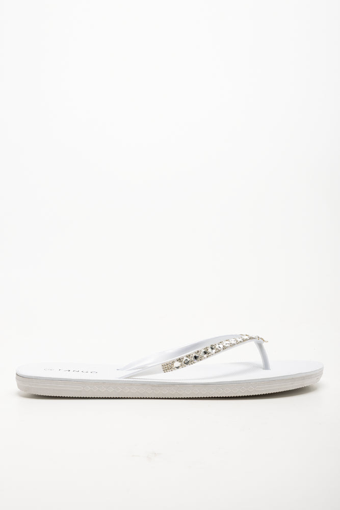 Diamante Flip Flop White