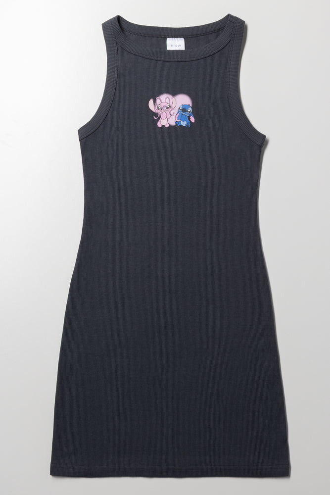 Lilo And Stitch Rib Dress Dark Grey