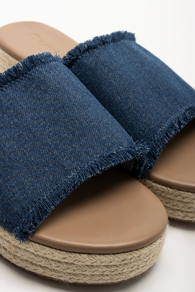 Wedge Mule Sandals Blue (2)