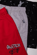 3 Pack Knit Shorts Black, Grey And Red (1)