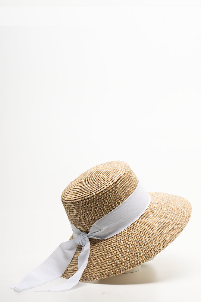 Narrow Brim Hat White And Natural