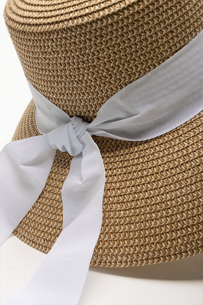 Narrow Brim Hat White And Natural (2)
