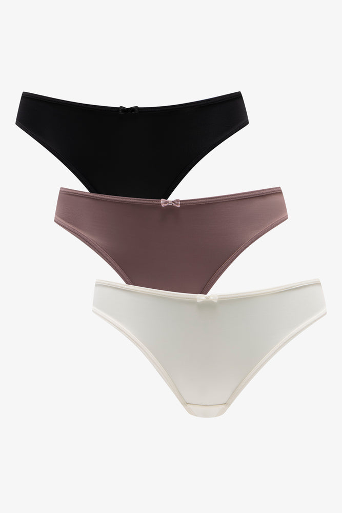 3 Pack Bikini Panties Black, Natural & Cream (4)