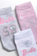 Barbie 3 Pack Socks White, Grey & Pink (1)