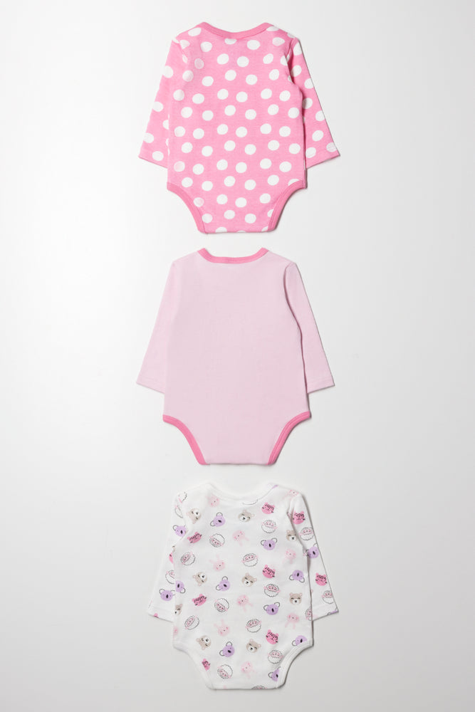 3 Pack Long Sleeve Bodyvest Pink (4)