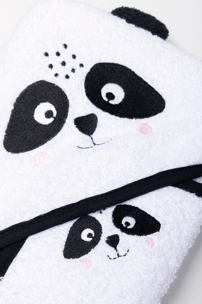 2 Piece Panda Towel Set White