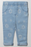 Flower Denim Jeggings Blue