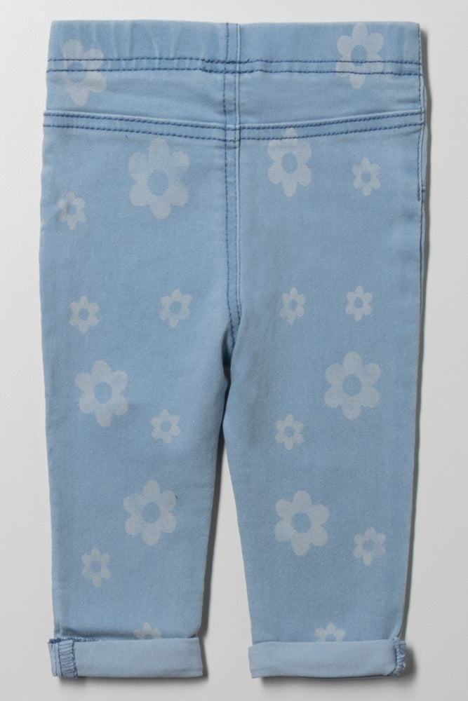Flower Denim Jeggings Blue (2)