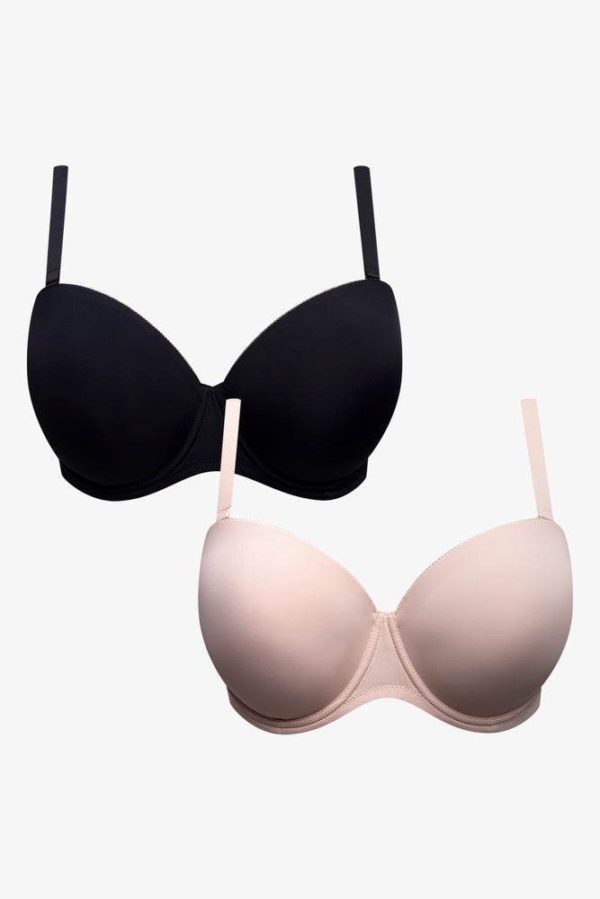 2 Pack Multiway Bras Black And Natural