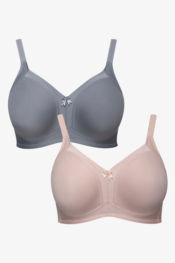 2 Pack Non Padded Wirefree Bra Pink & Grey
